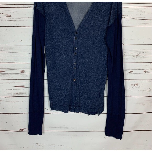 Free People We The Free Women's M Medium Navy Button Long Sleeve Cute Top Shirt - Picture 3 of 12